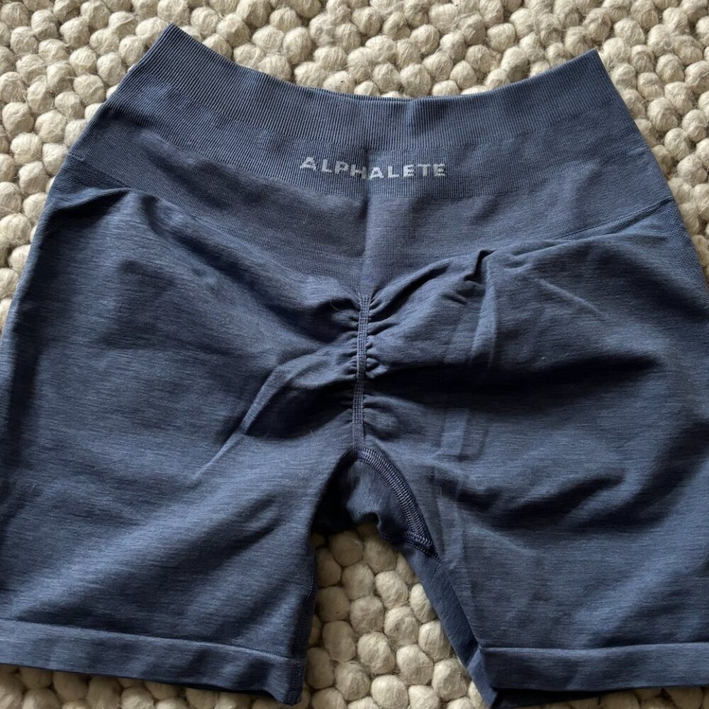 Women's Blue Alphalete Scrunch Shorts